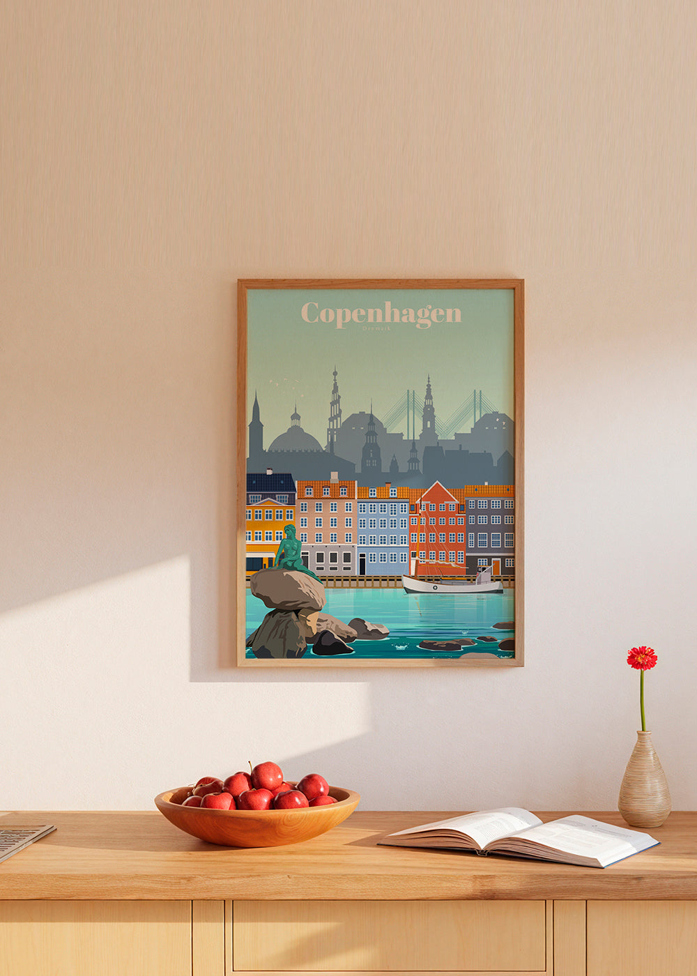 Rejseplakat: København farverig havn