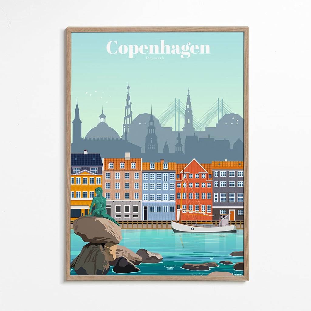 Rejseplakat: København farverig havn