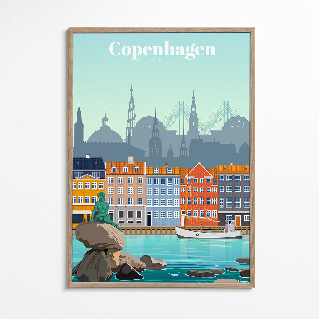Rejseplakat: København farverig havn