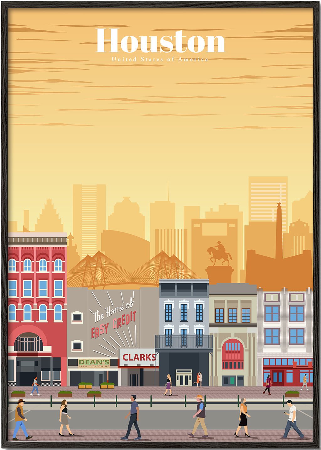 Bykunst: Houston illustreret plakat