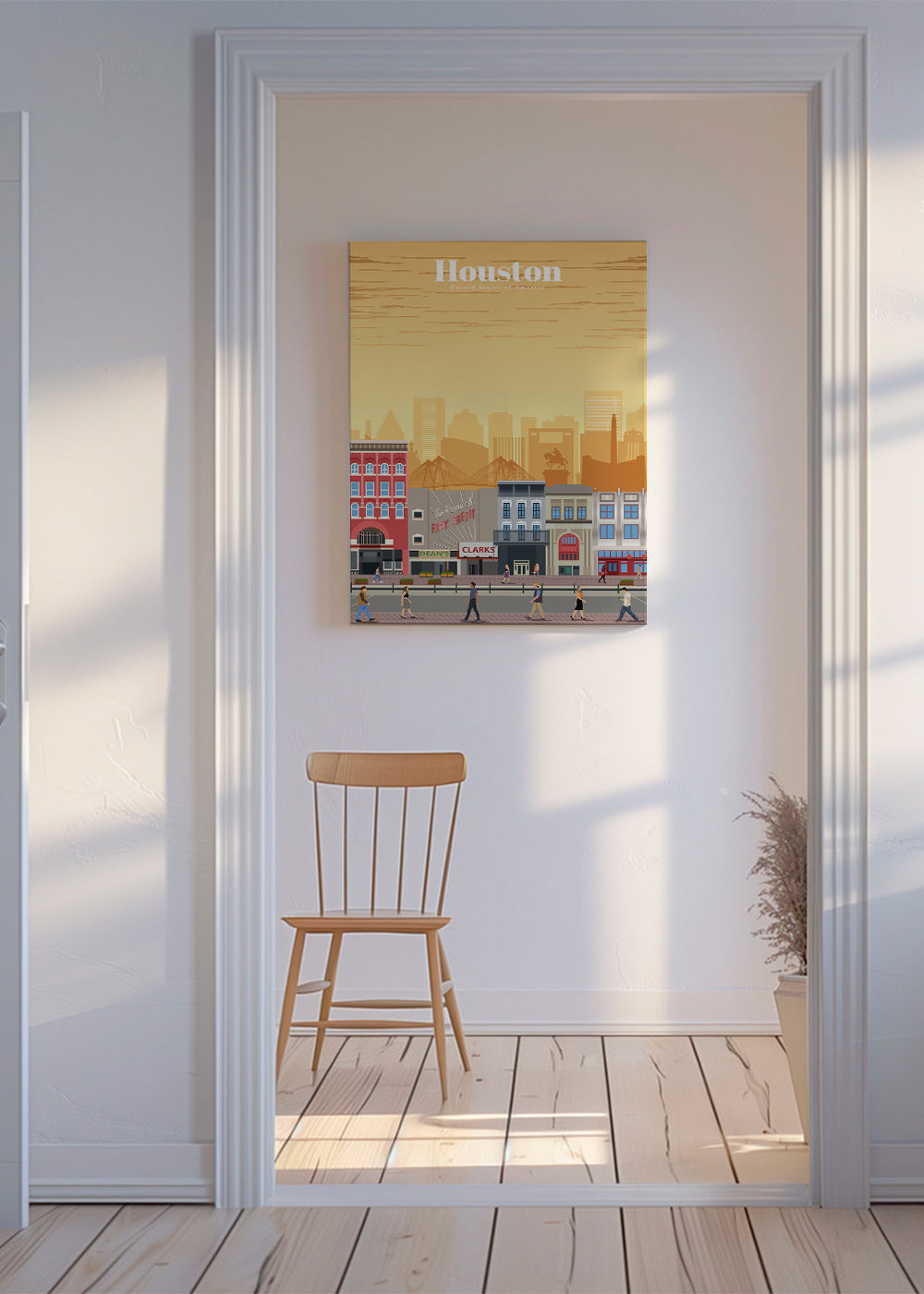 Bykunst: Houston illustreret plakat