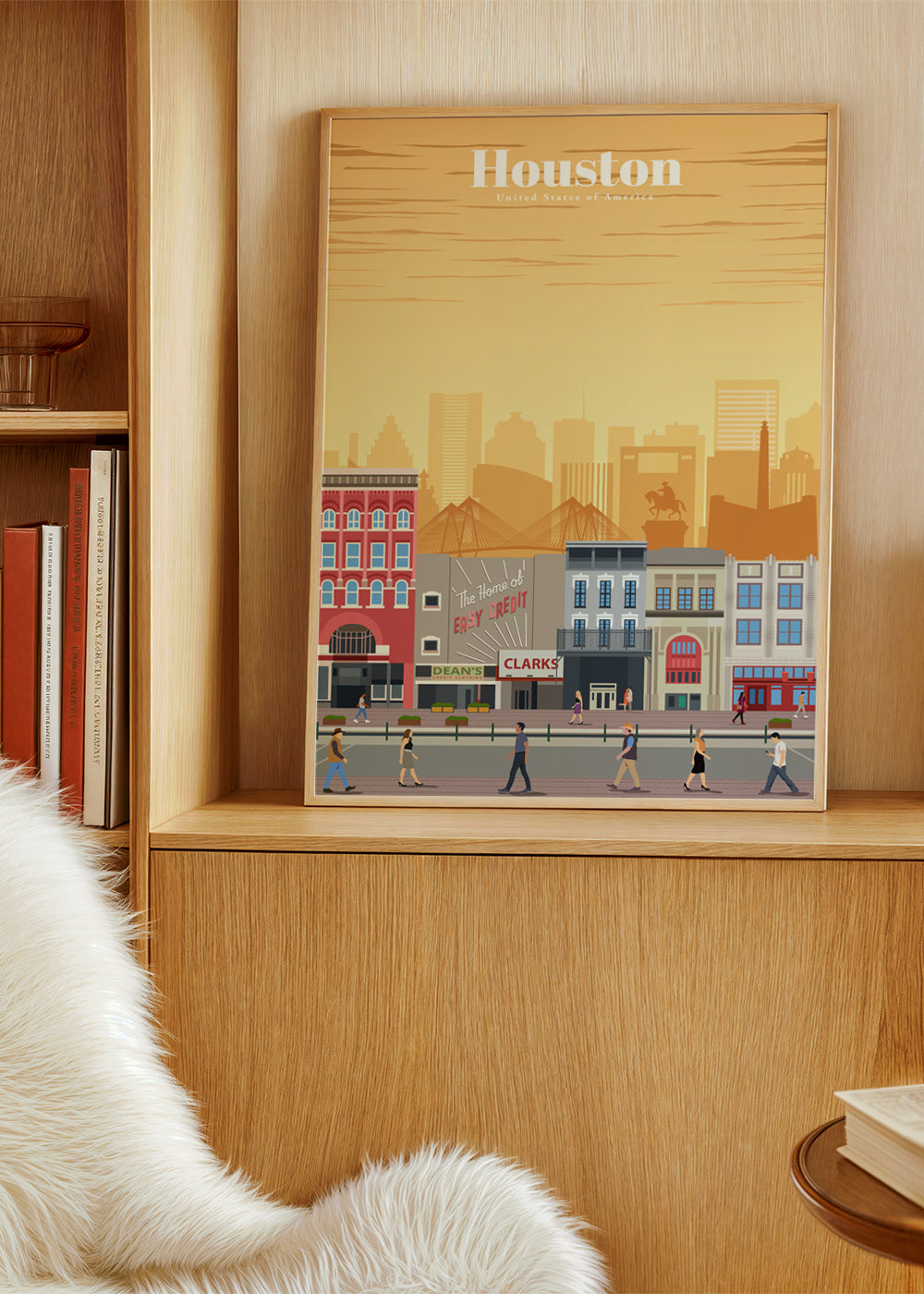 Bykunst: Houston illustreret plakat