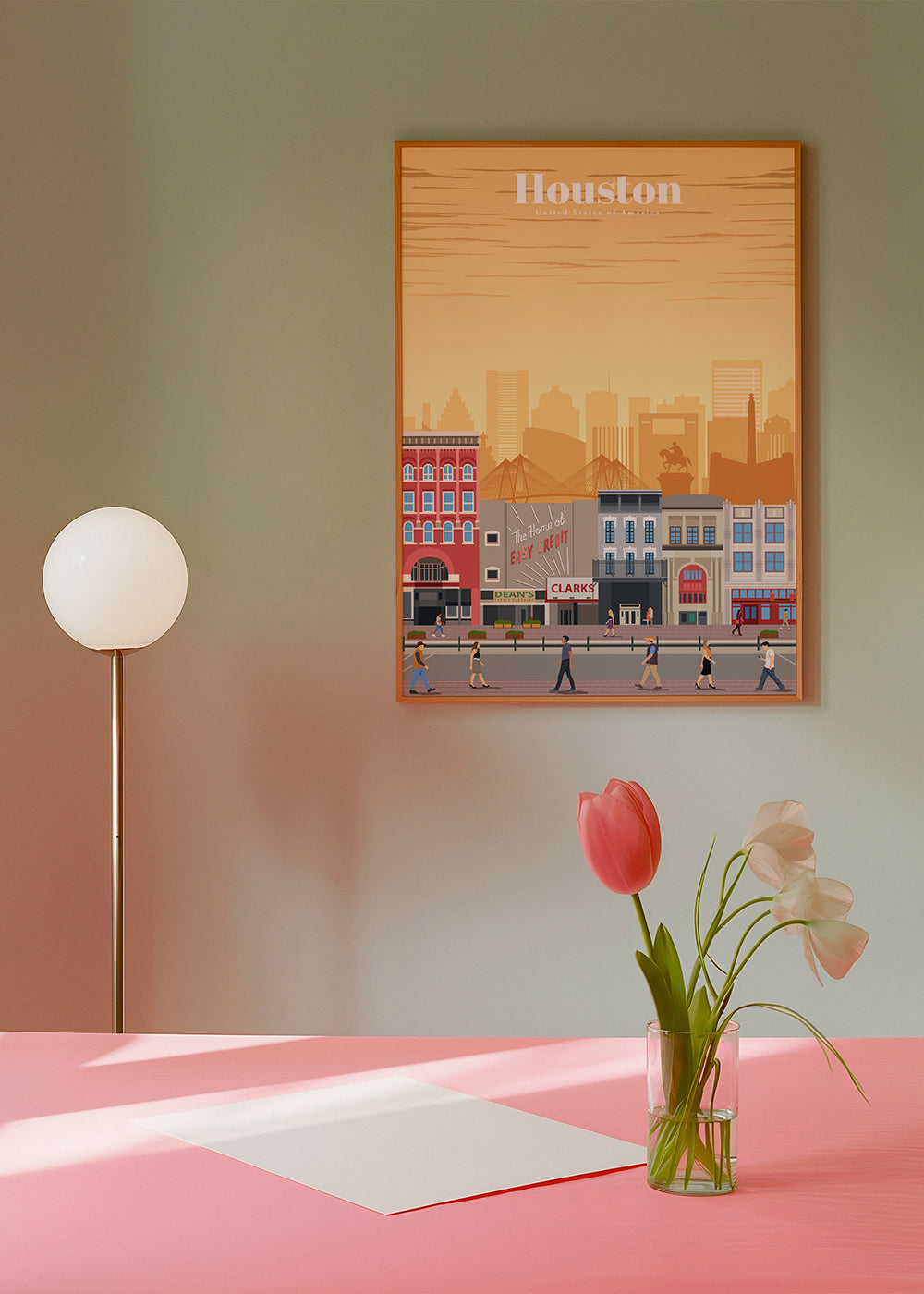 Bykunst: Houston illustreret plakat