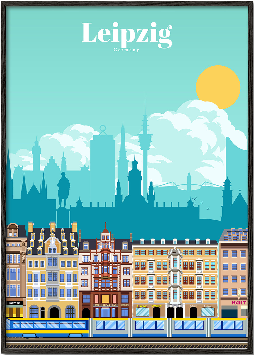 Rejseplakat Leipzig illustration