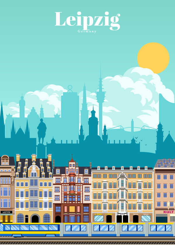 Rejseplakat Leipzig illustration