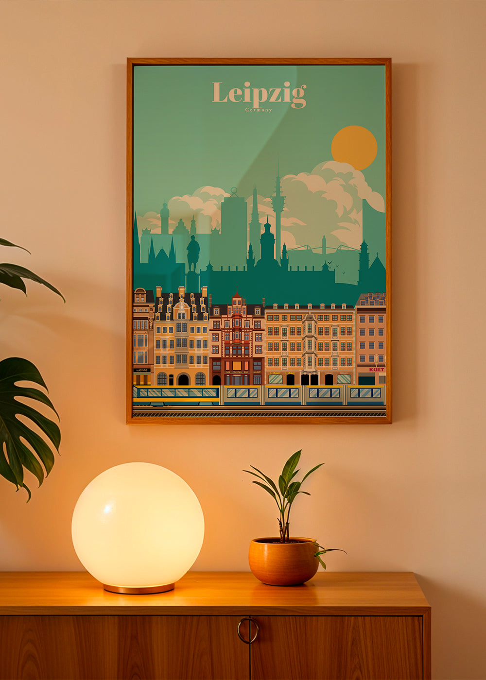 Rejseplakat Leipzig illustration