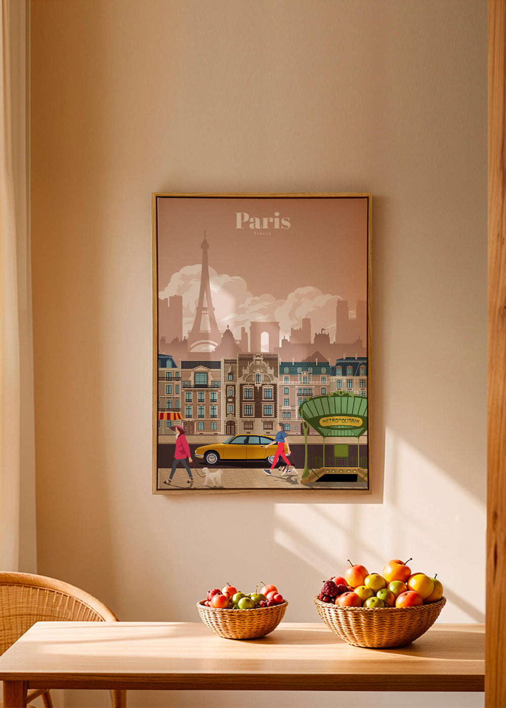Rejseplakat Paris illustration med metroindgang