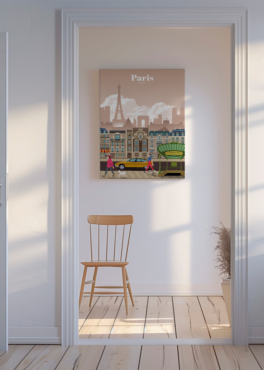 Rejseplakat Paris illustration med metroindgang