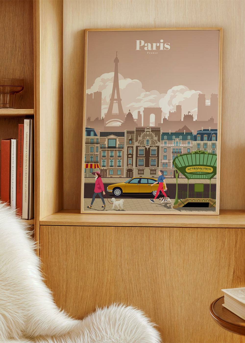 Rejseplakat Paris illustration med metroindgang