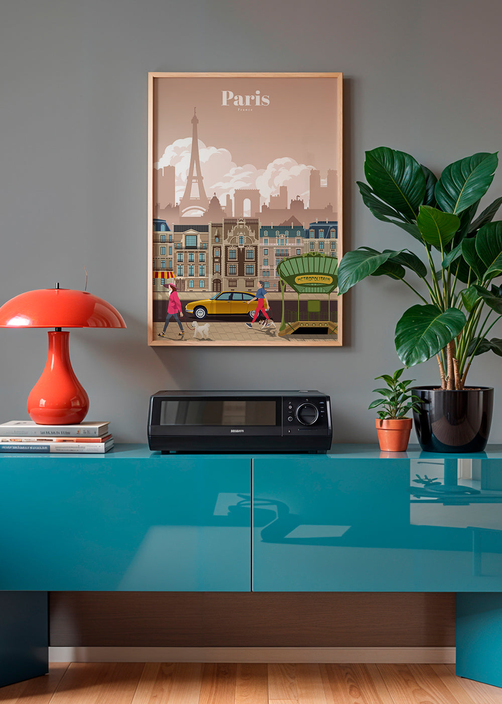 Rejseplakat Paris illustration med metroindgang