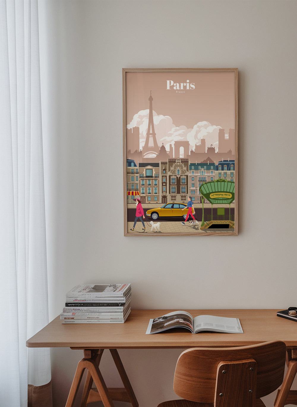 Rejseplakat Paris illustration med metroindgang
