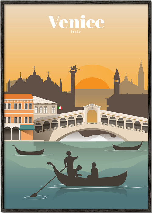 Rejseplakat Venedig solnedgang