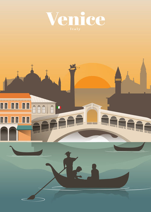 Rejseplakat Venedig solnedgang