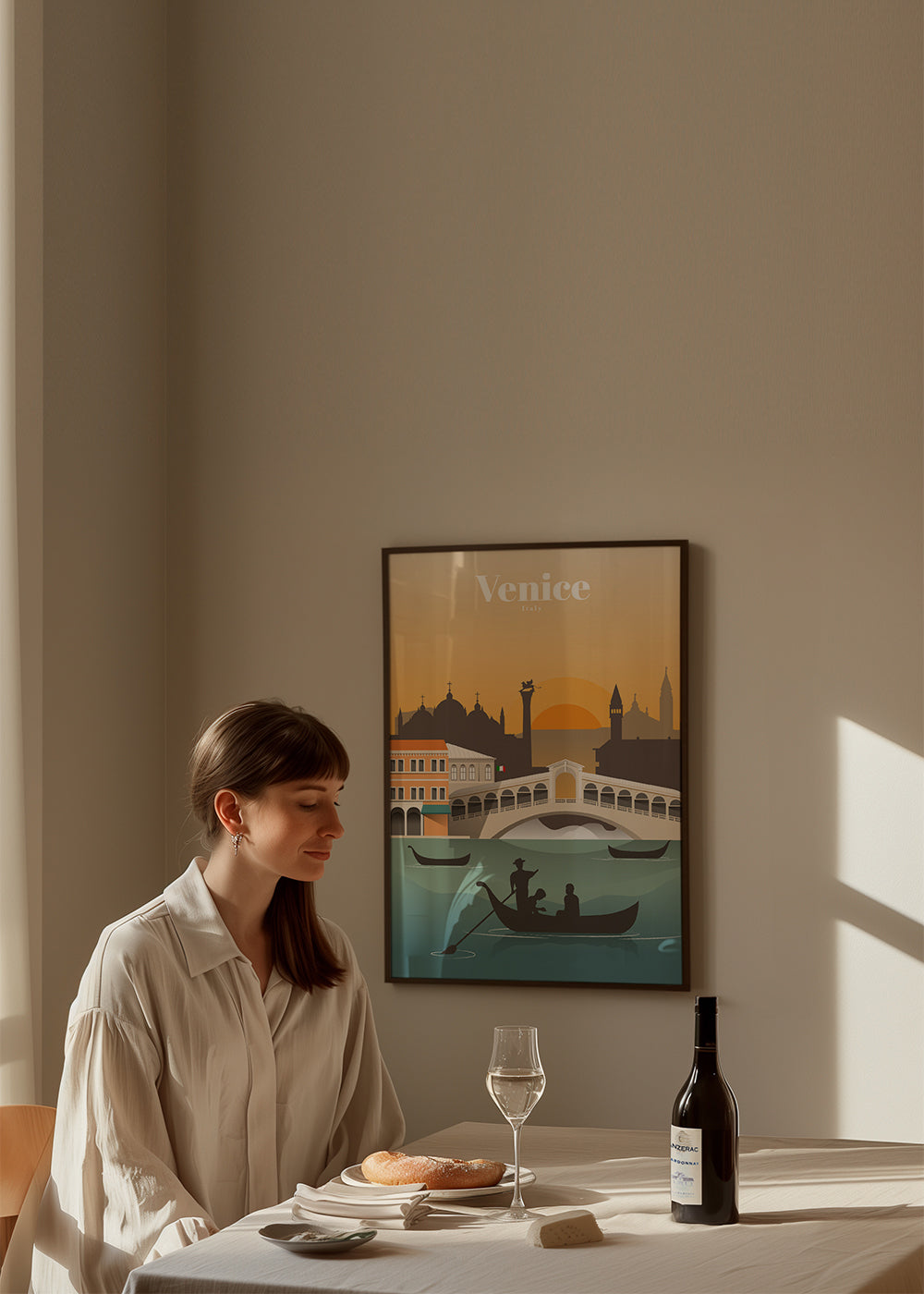 Rejseplakat Venedig solnedgang