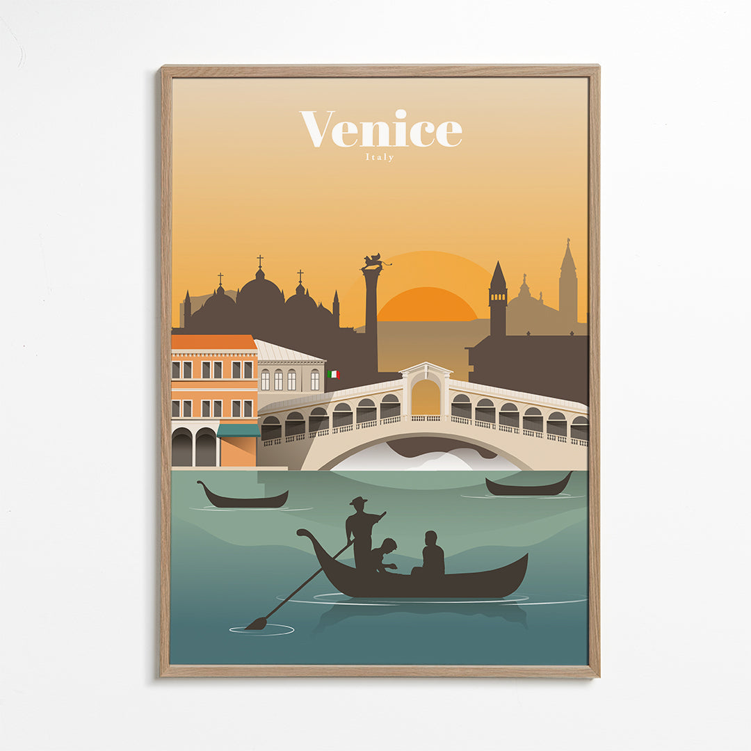 Rejseplakat Venedig solnedgang