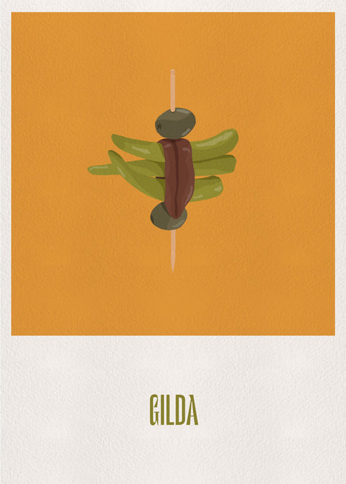 Køkkenkunst Gilda illustreret spyd