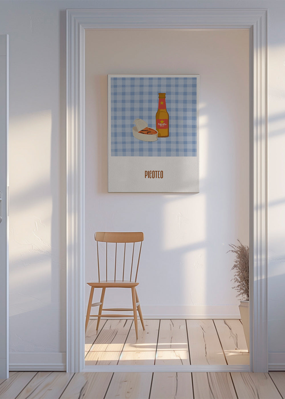 Køkkenkunst med ølflaske og snack
