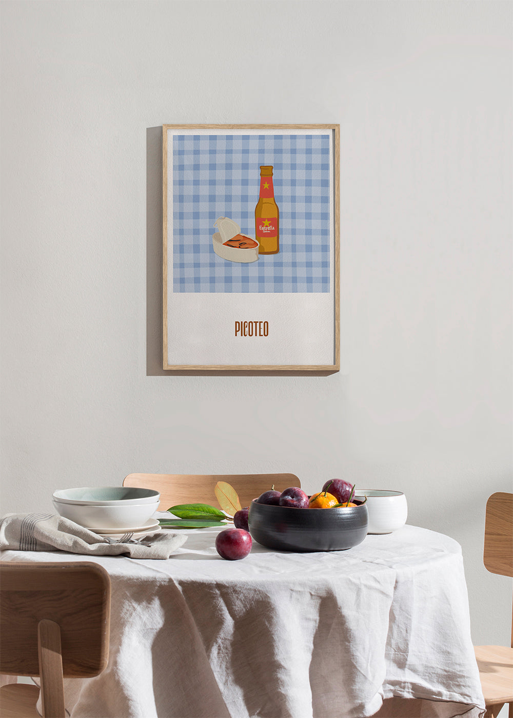 Køkkenkunst med ølflaske og snack