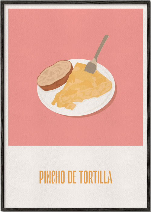 Køkkenkunst: pincho tortilla på lyserød baggrund