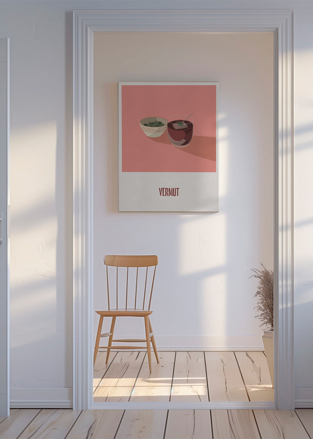 Køkkenkunst Vermut og oliven minimal illustration