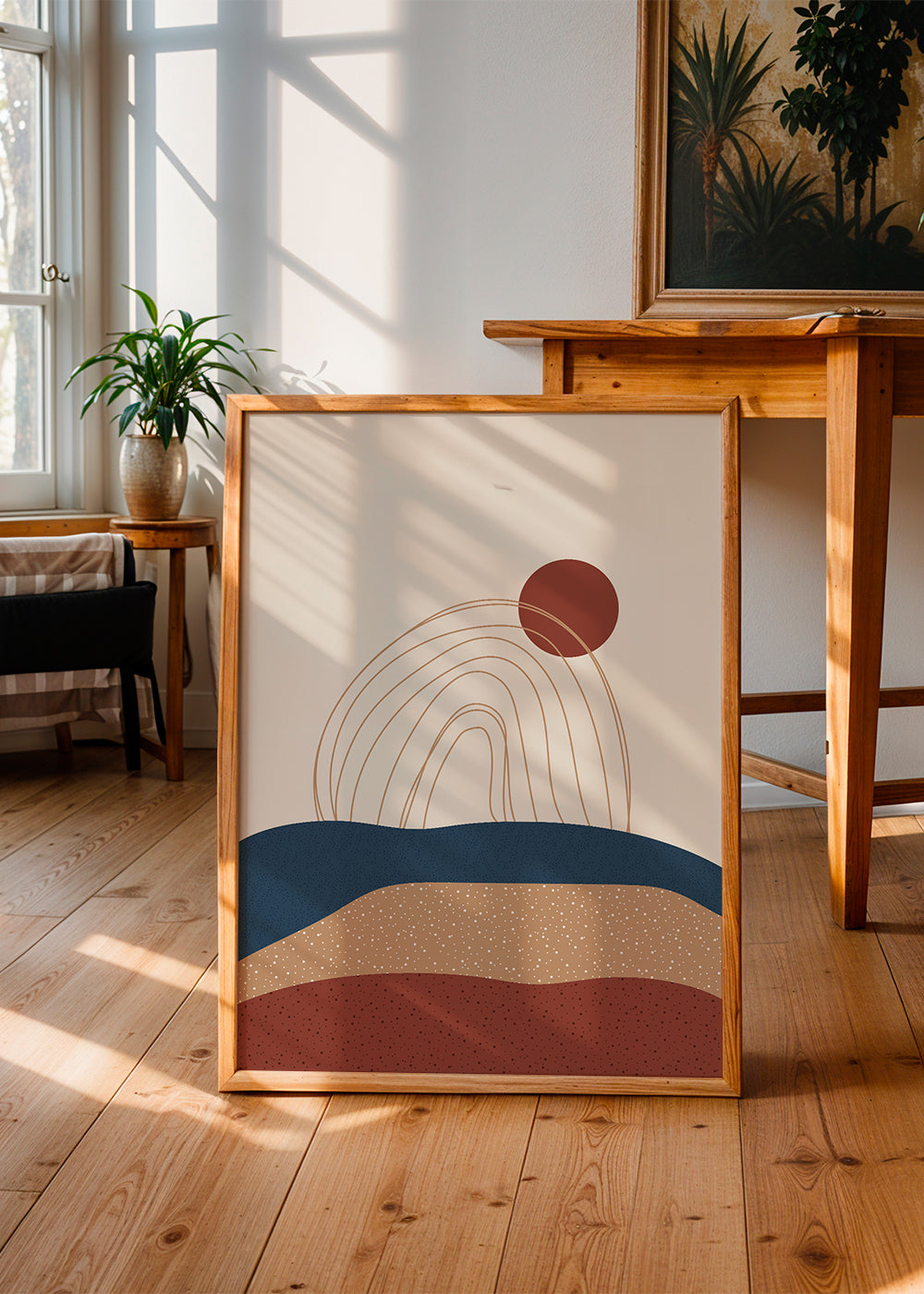 Abstrakt billede med bue og jordlag