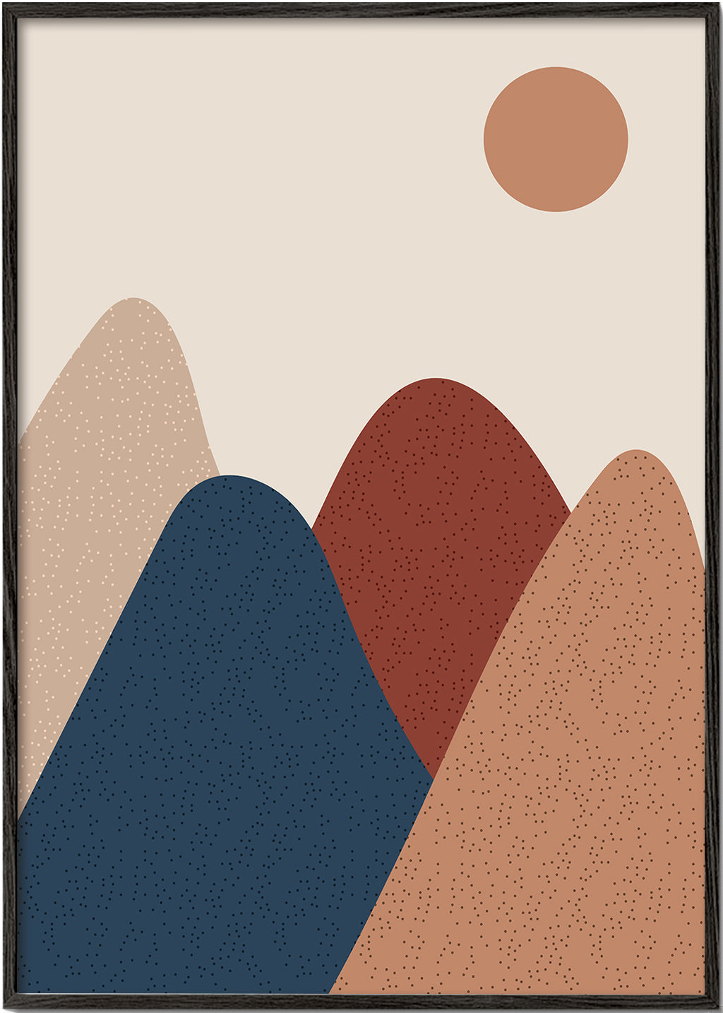 Landskabskunst: minimalistiske bjerge i varme nuancer