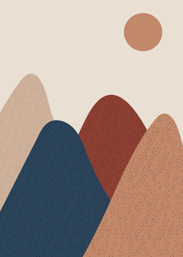 Landskabskunst: minimalistiske bjerge i varme nuancer