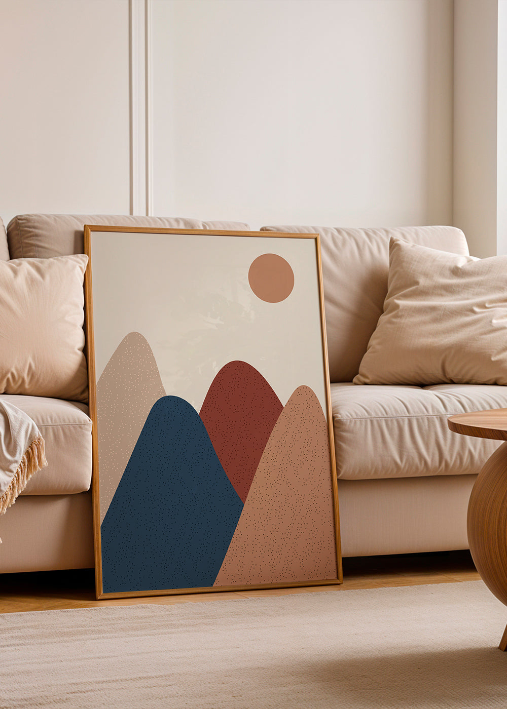 Landskabskunst: minimalistiske bjerge i varme nuancer
