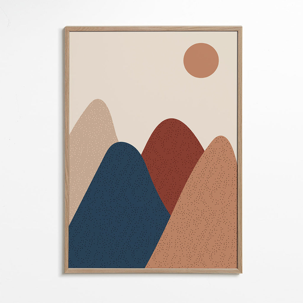 Landskabskunst: minimalistiske bjerge i varme nuancer