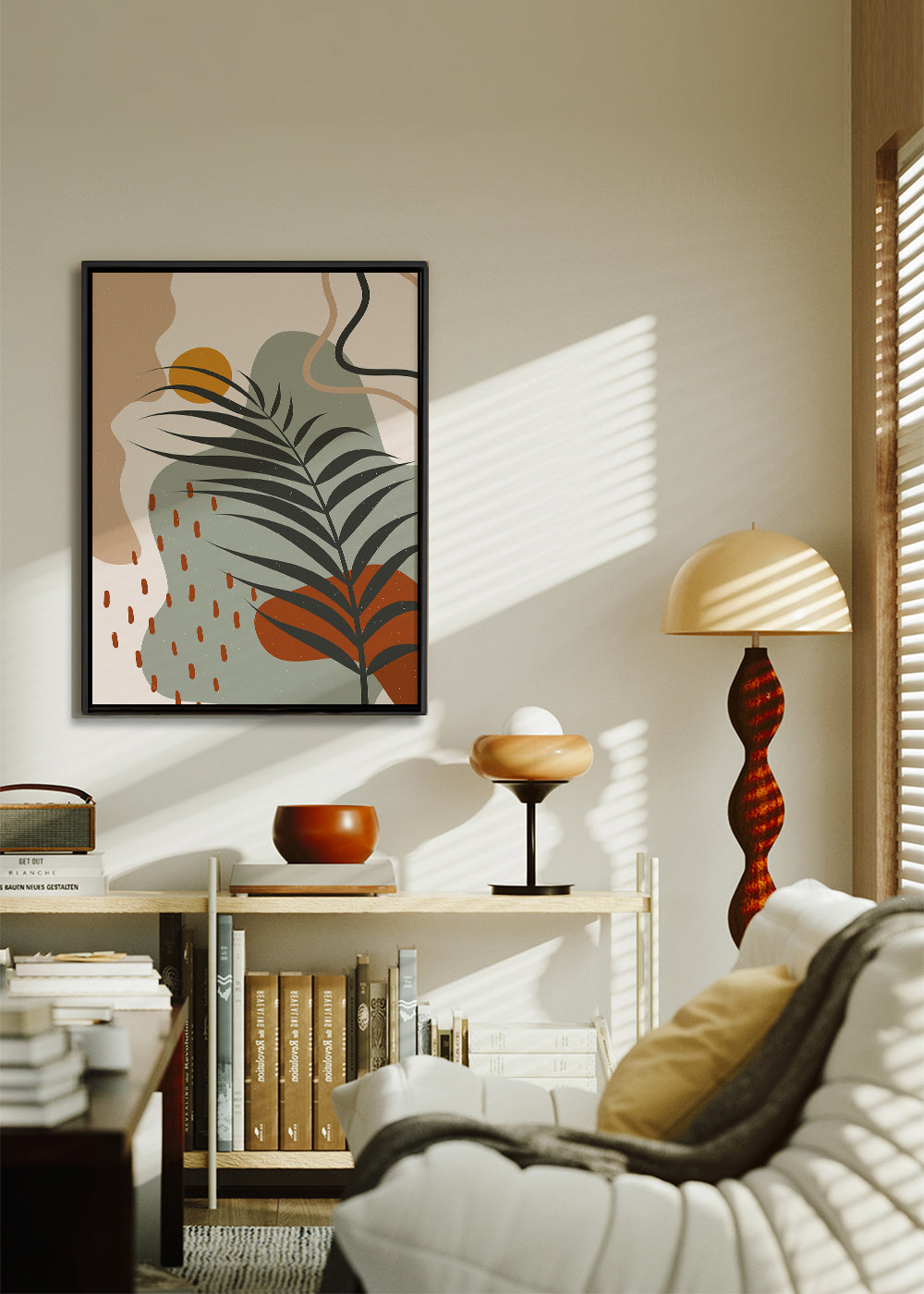 Botanisk plakat med tropisk blad minimal