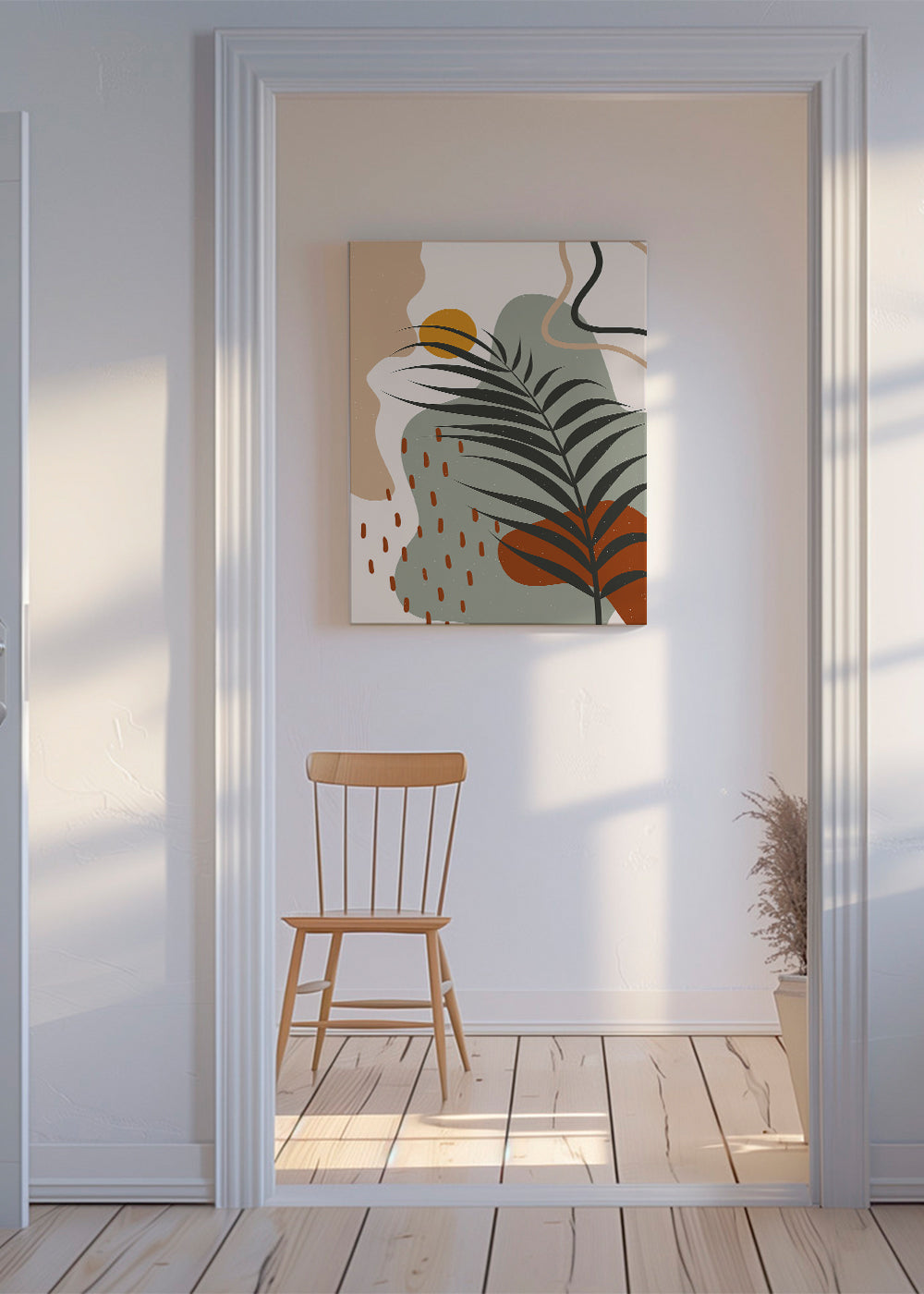 Botanisk plakat med tropisk blad minimal