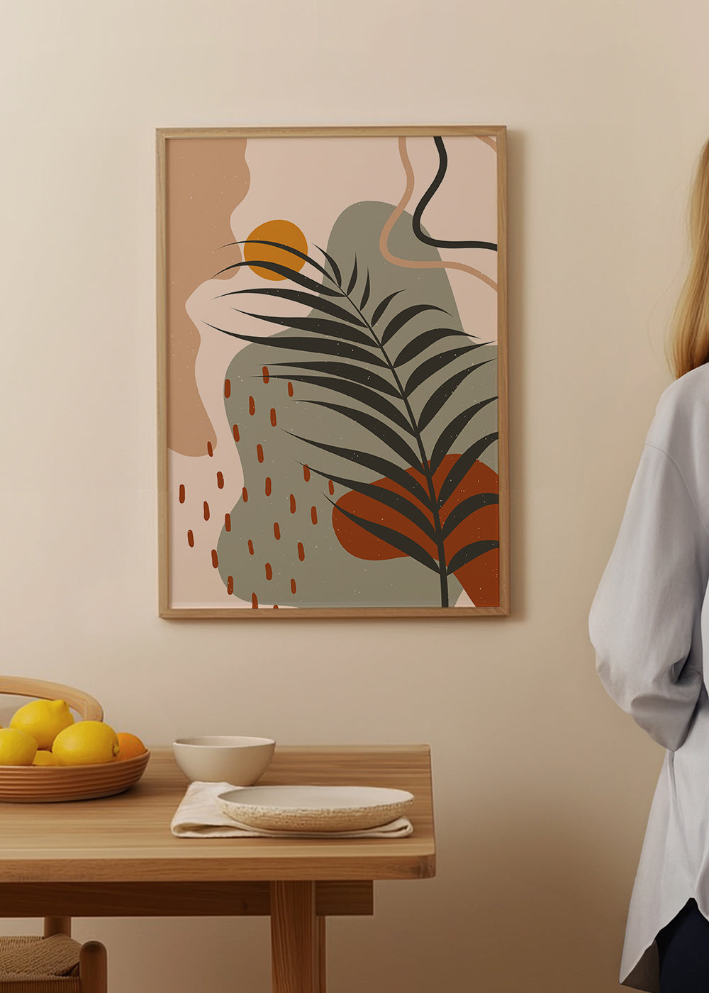 Botanisk plakat med tropisk blad minimal