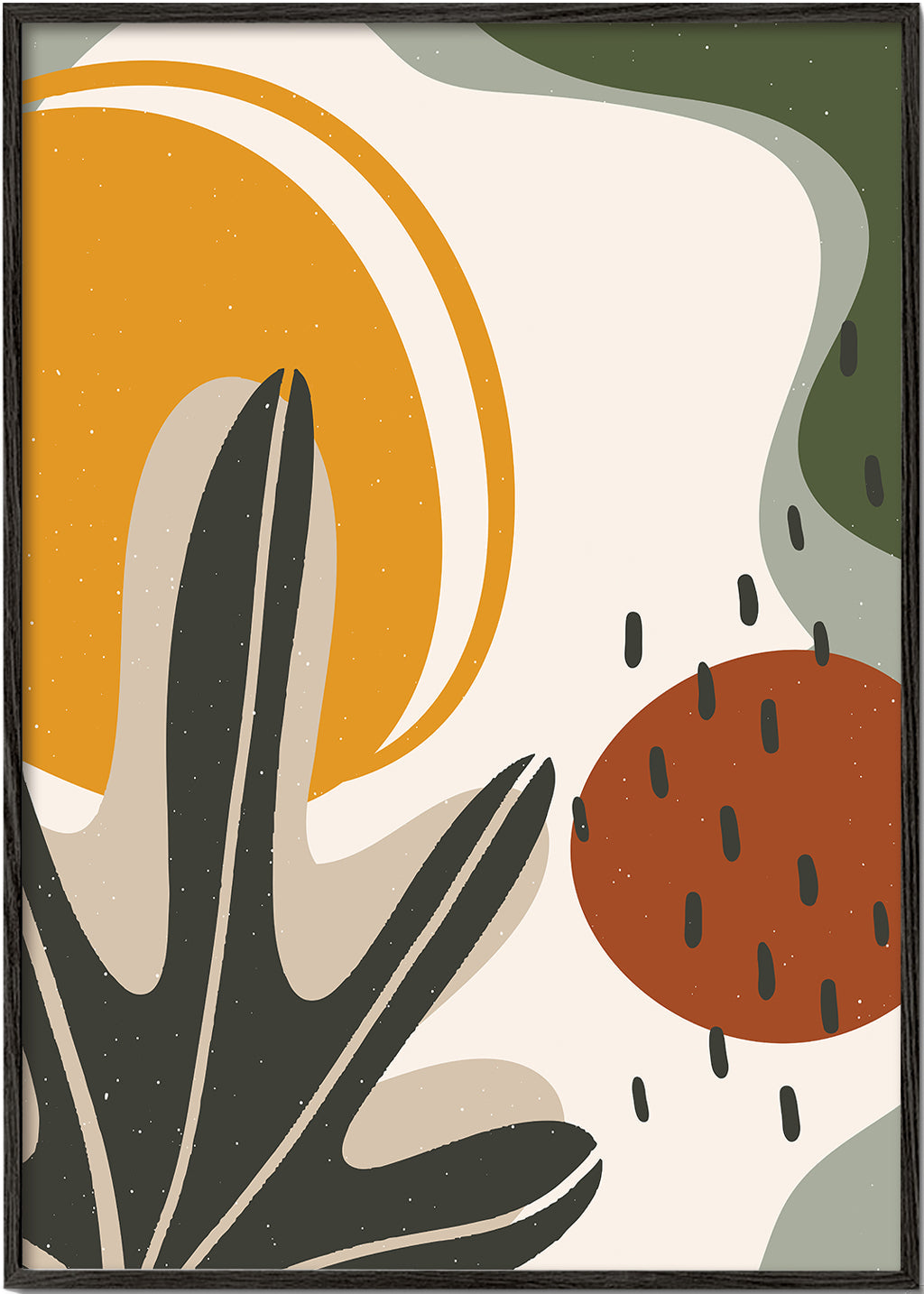 Botanisk plakat med organiske sennep- og terrakottaformer