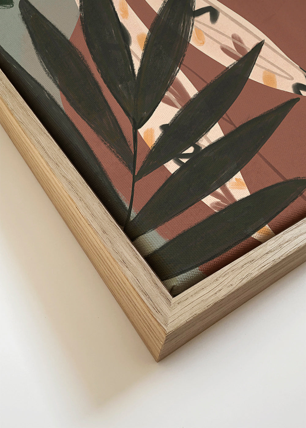 Botanisk plakat: kvinde i profil mellem blade