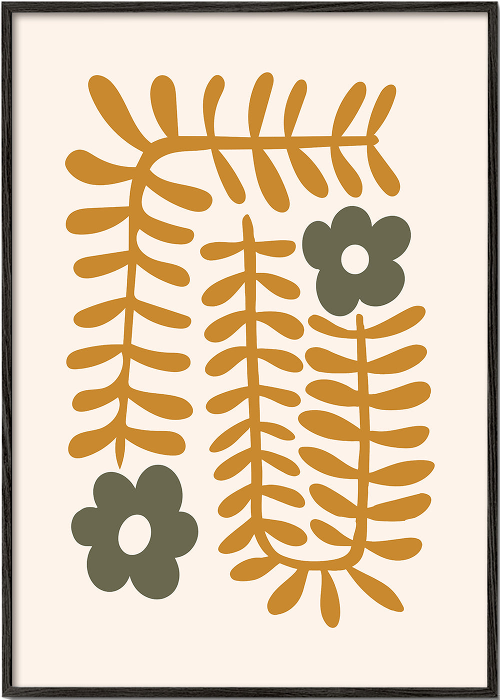 Botanisk plakat med abstrakte sennepsblade