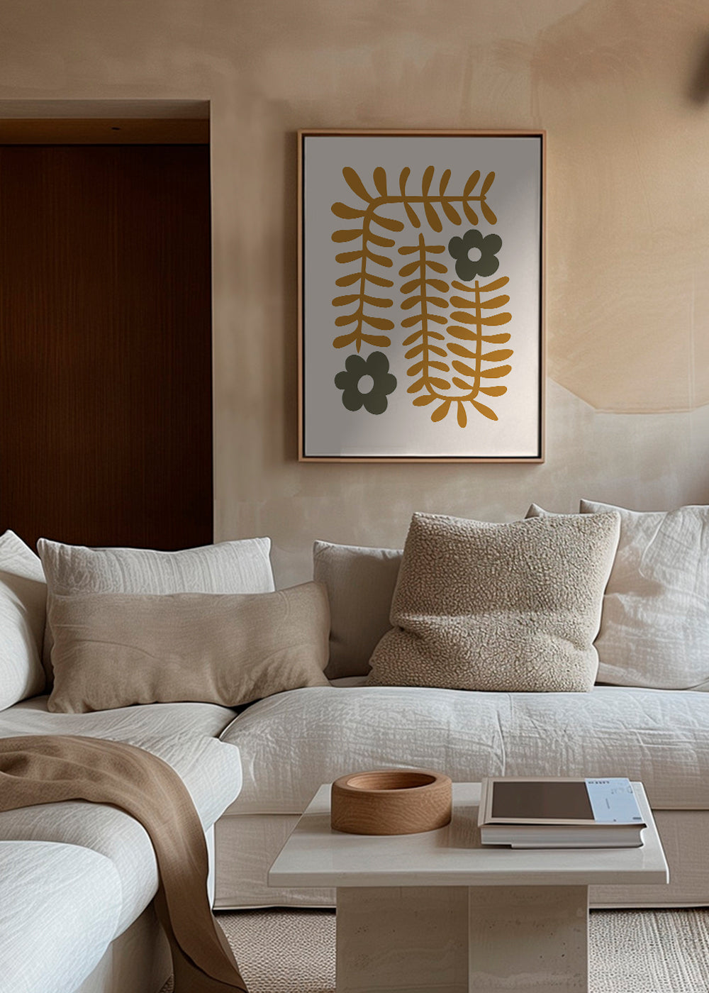 Botanisk plakat med abstrakte sennepsblade