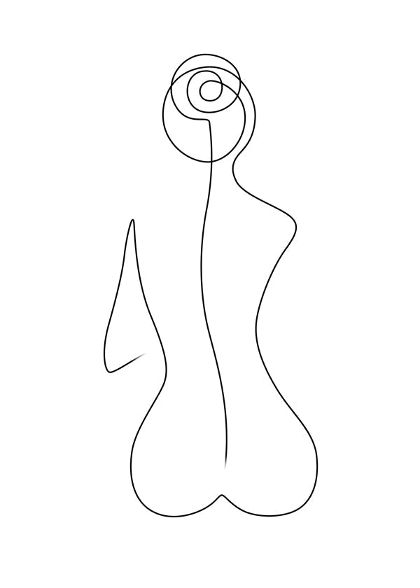 Kvindeillustration i én kontinuerlig streg