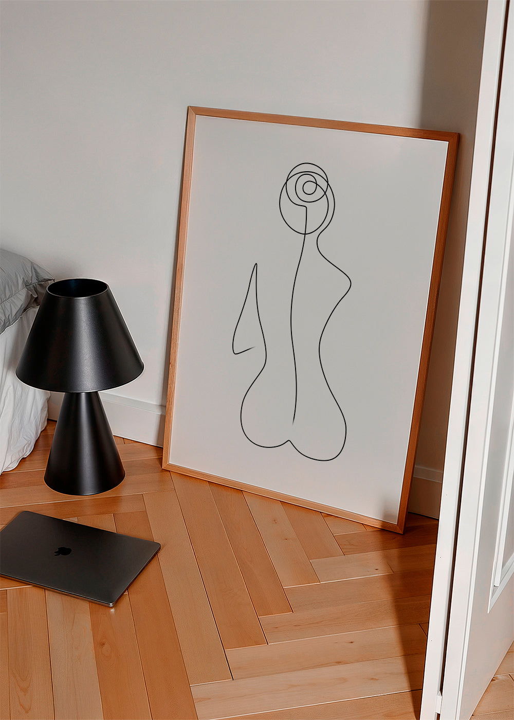 Kvindeillustration i én kontinuerlig streg