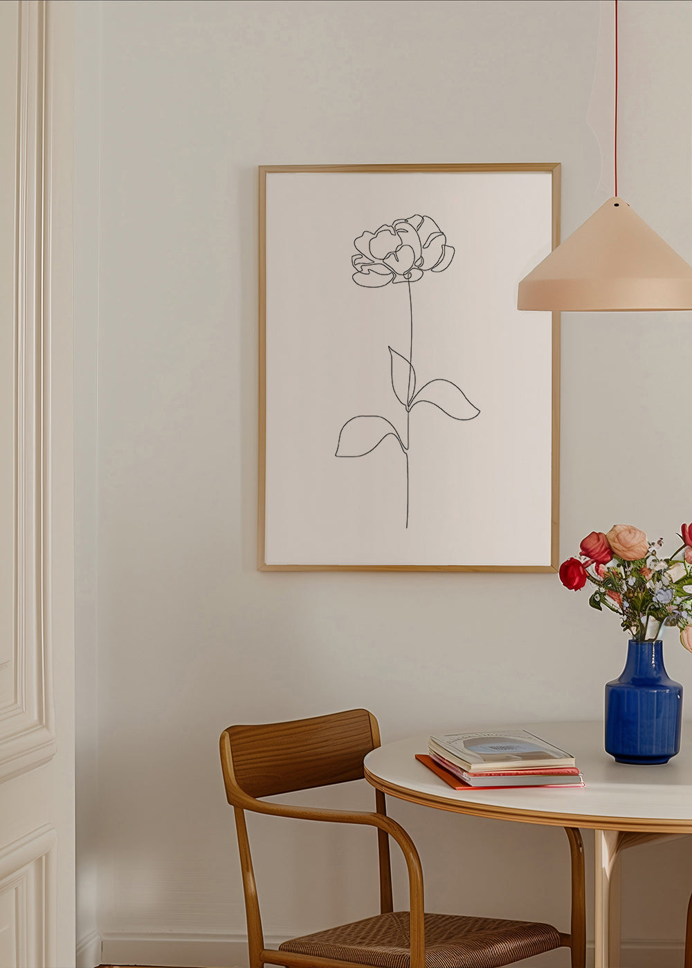 Botanisk plakat: Peony i éntreksstreg