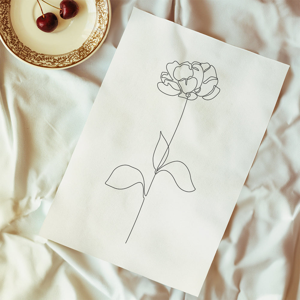 Botanisk plakat: Peony i éntreksstreg