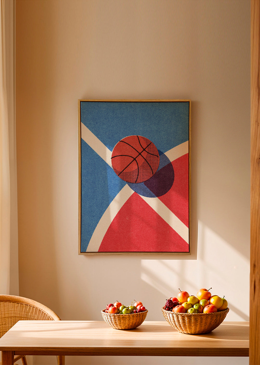 Sportkunst: basketball på geometrisk bane