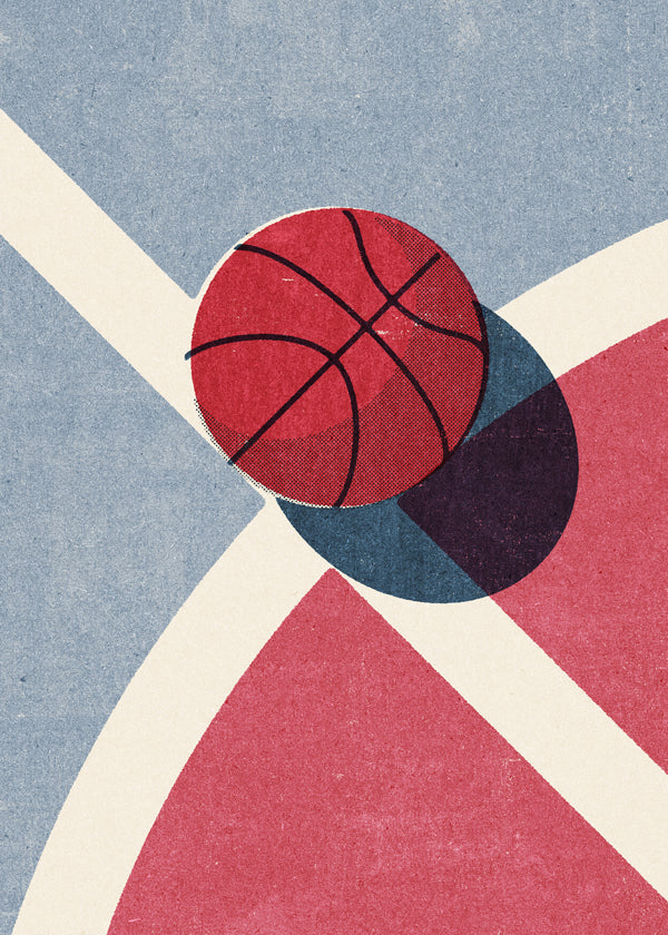 Sportkunst: basketball på geometrisk bane