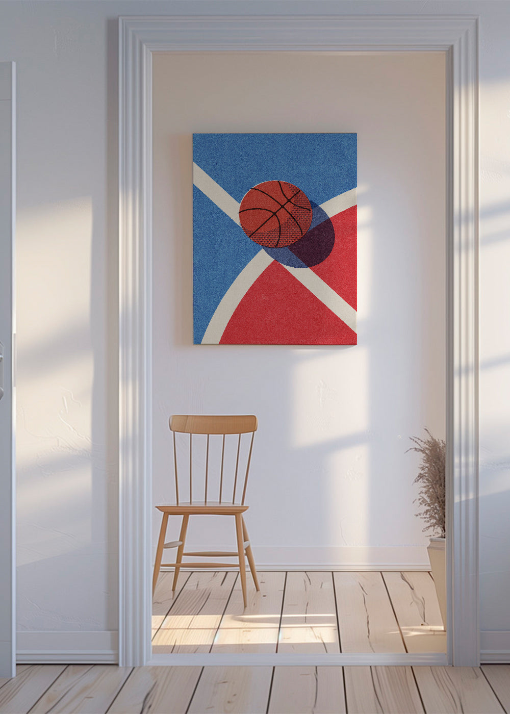 Sportkunst: basketball på geometrisk bane