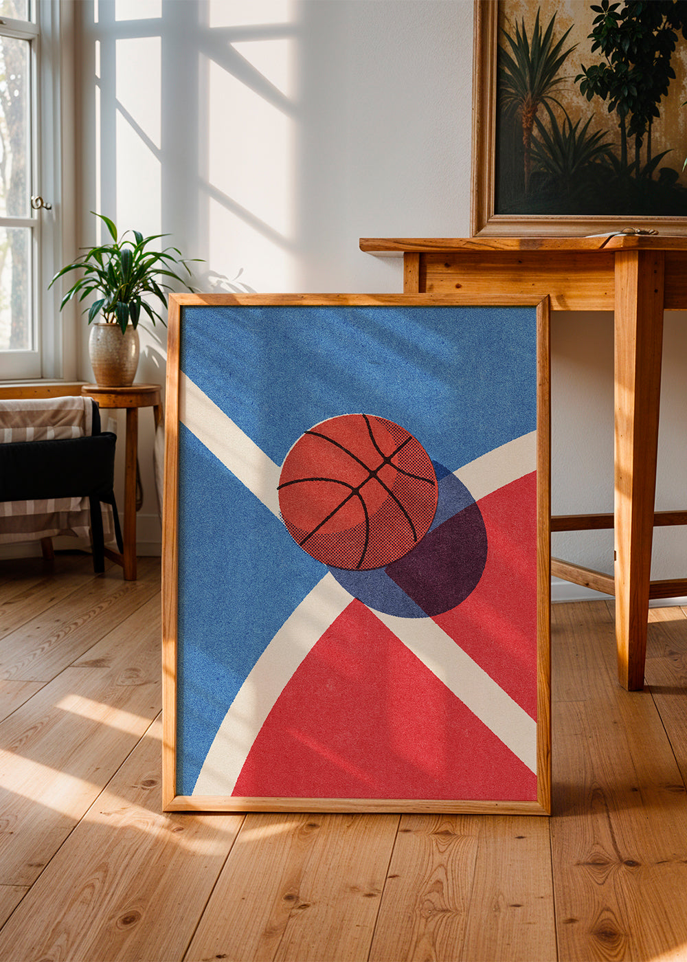 Sportkunst: basketball på geometrisk bane
