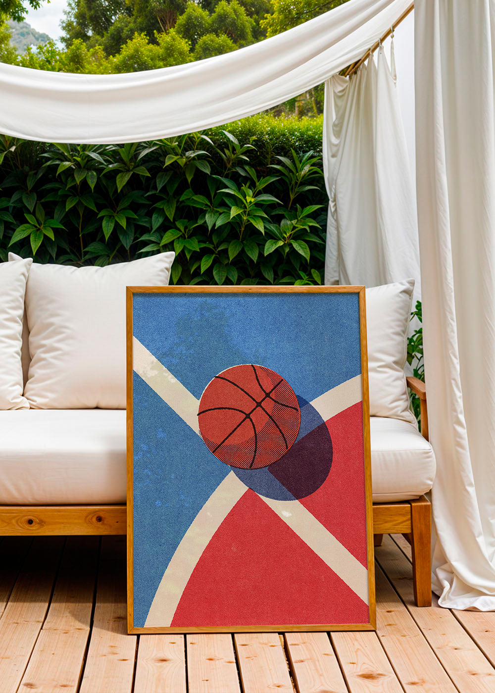 Sportkunst: basketball på geometrisk bane