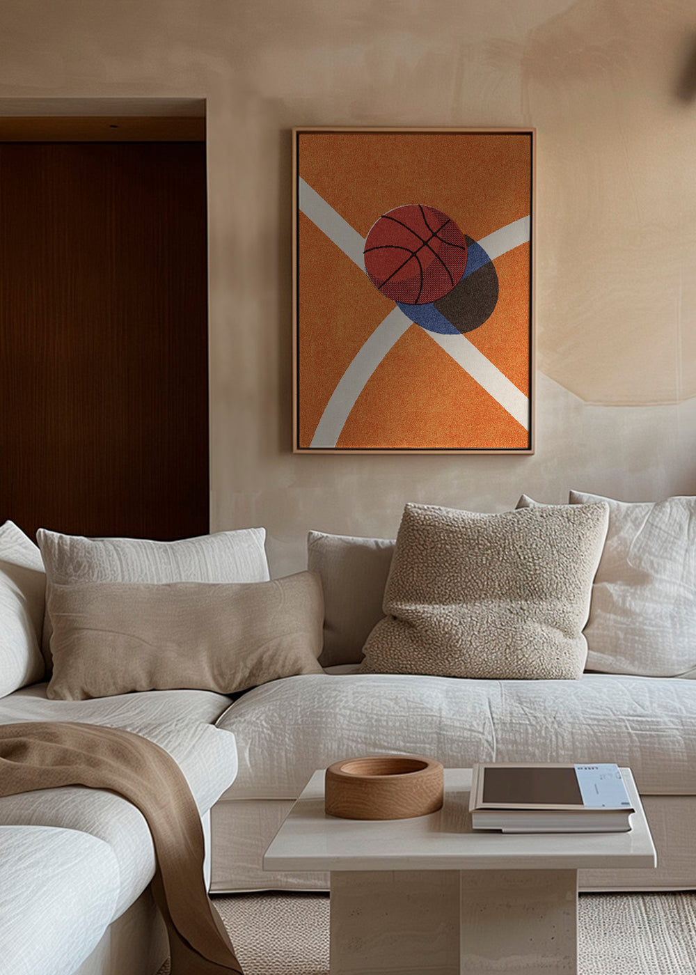 Sportskunst: rød basketball på banen