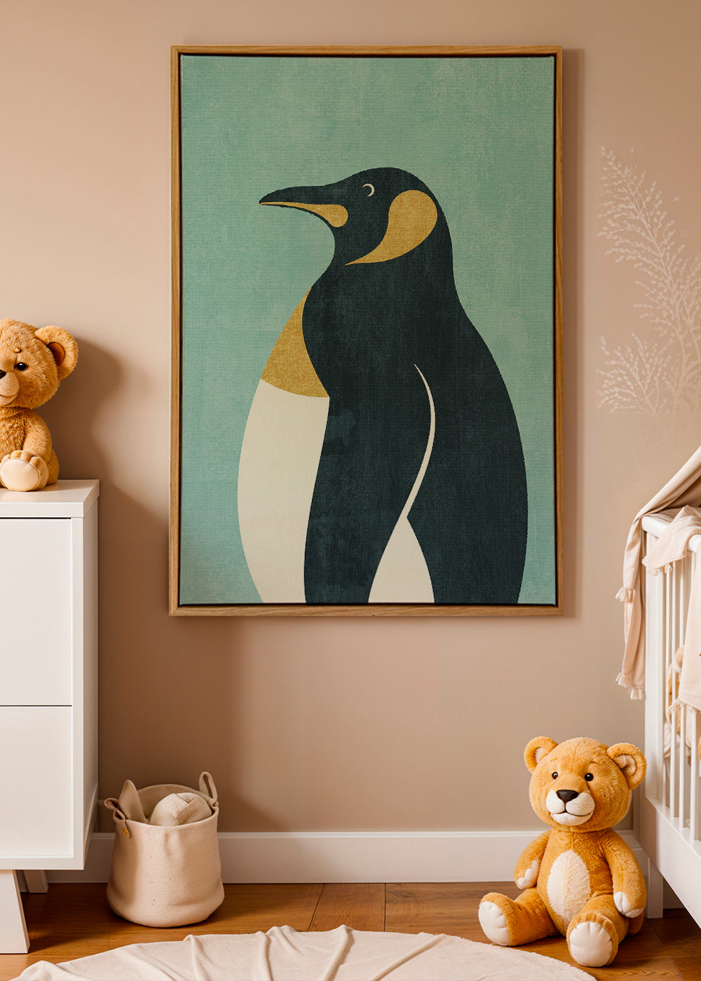 Pingvinillustration på blå baggrund