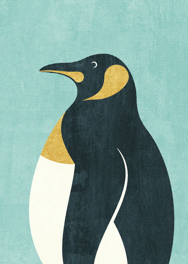 Pingvinillustration på blå baggrund