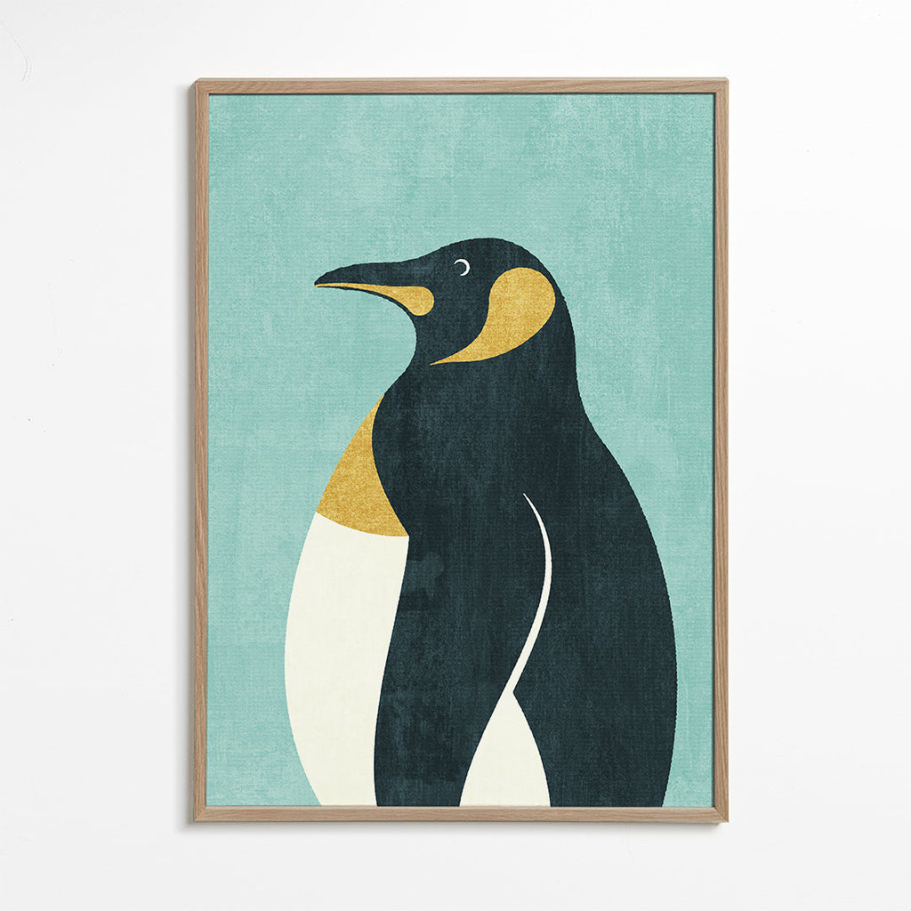 Pingvinillustration på blå baggrund