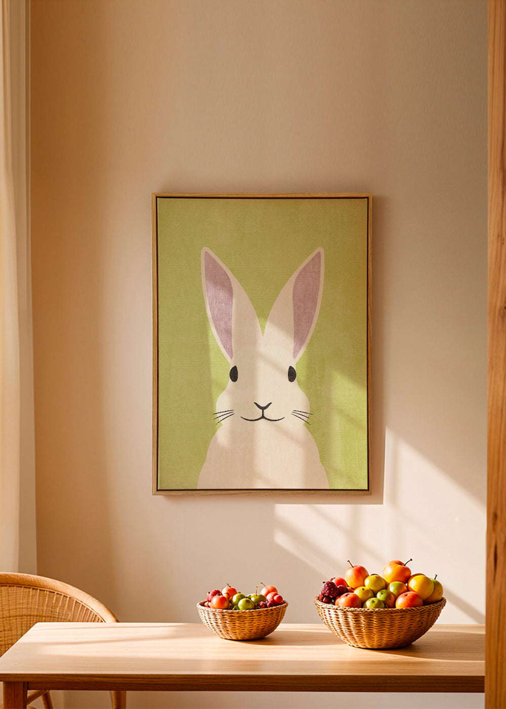 Kaninillustration i blide pastelfarver